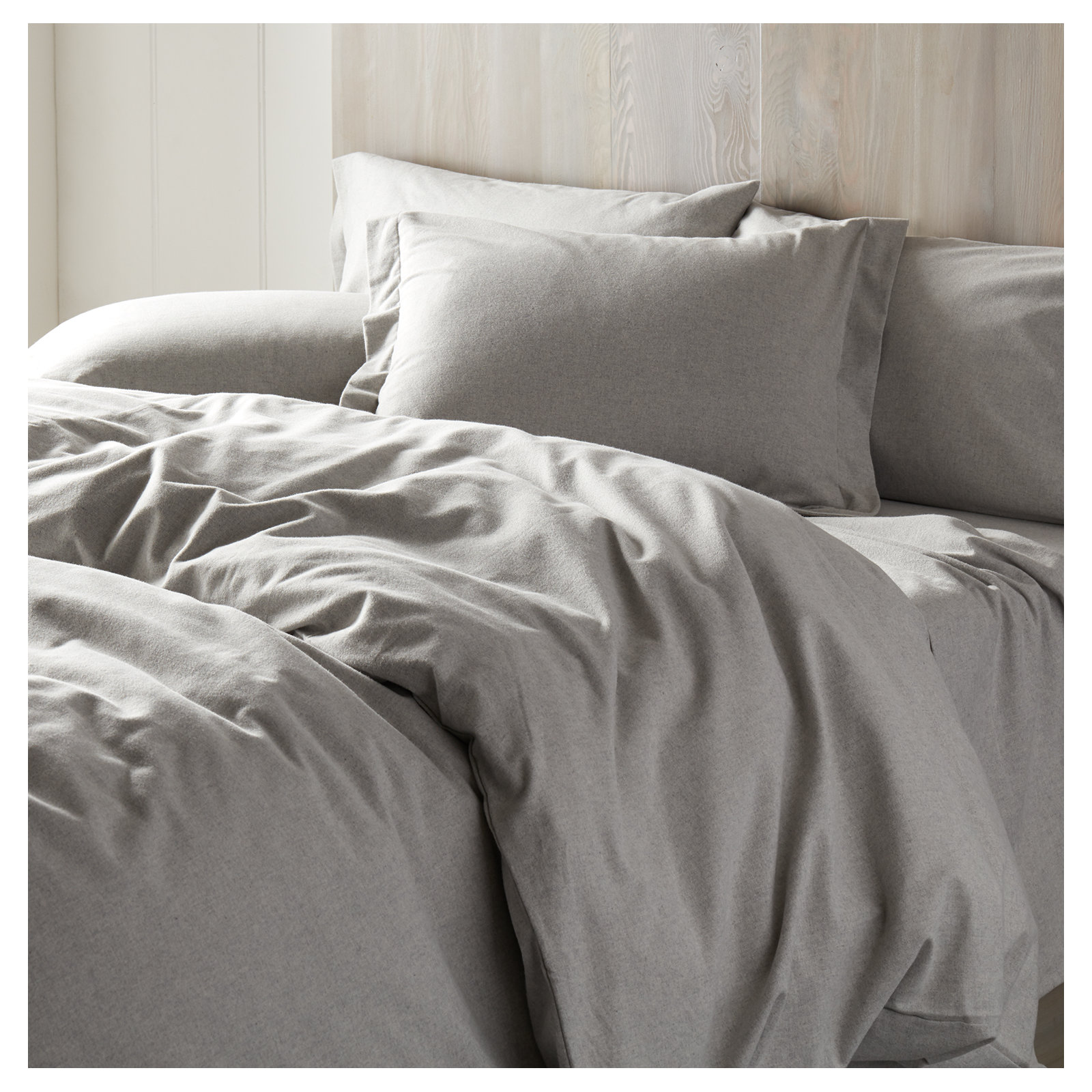 Cloud Cotton Flannel Duvet Cover, King Duvet Cover, Pale Gray Heather