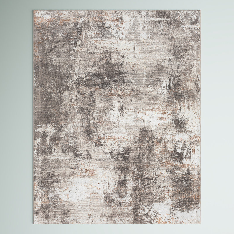 Tapis beige / taupe en polyester tissé à la machine Lemaire, Rectangle 5 pi 3 po x 7 pi