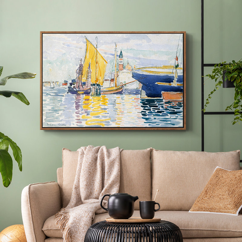 Paysage rétro - XL, H 25 po x l 37 po x P 2 po, Toile encadrée noyer flottant