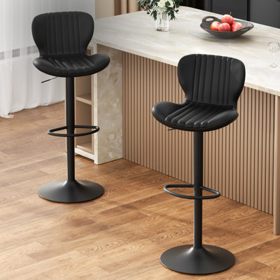 Swivel Upholstered Adjustable Height Bar Stool