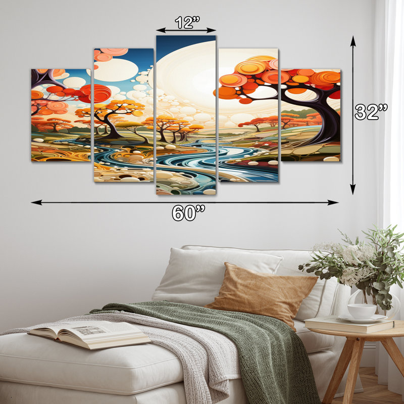 Biomorphism Forms I On Canvas 5 Pieces Print