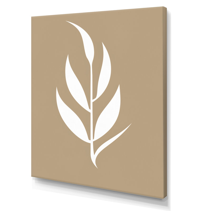 Minimal Botanicals, feuille simple sur fond beige, H 32 po x l 24 po x P 1 po, Toile tendue