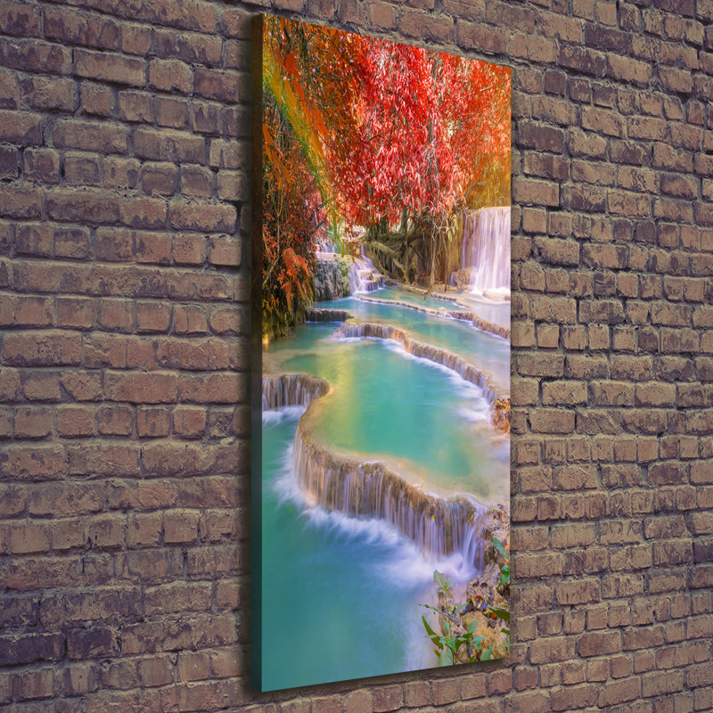 Waterfall In Autumn - Wrapped Canvas Print