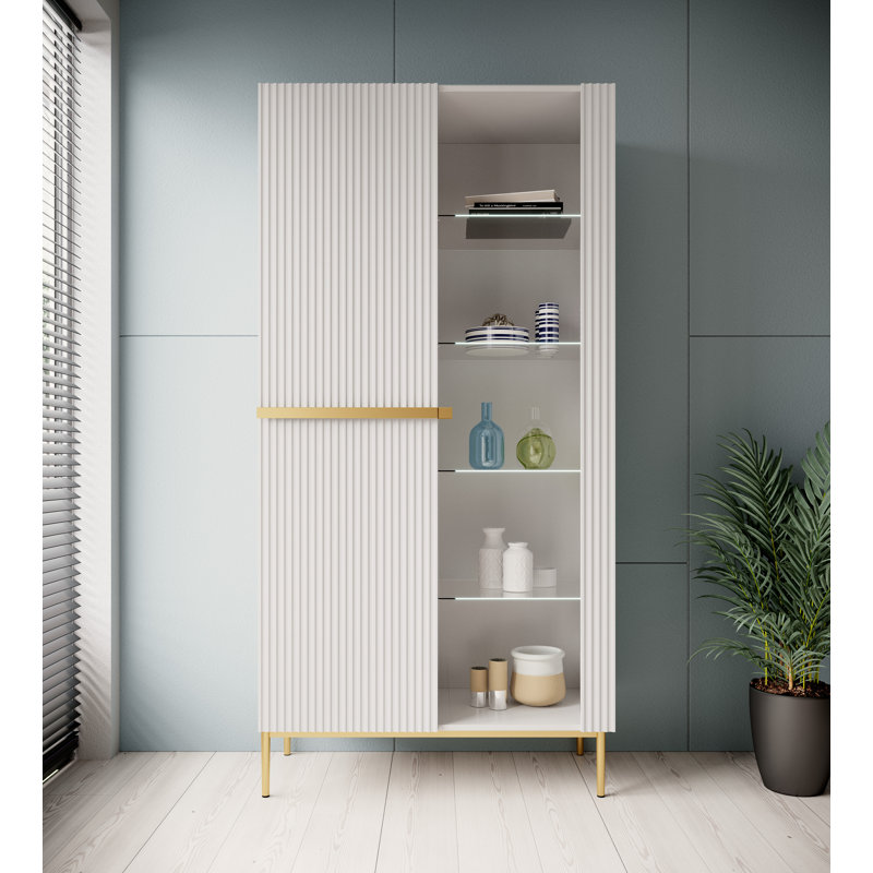 Alynia Display Cabinet, White/Gold