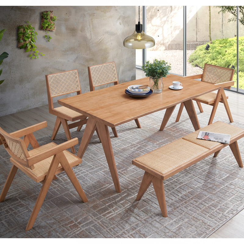 Velentina Rattan & Natural Finish Dining Table