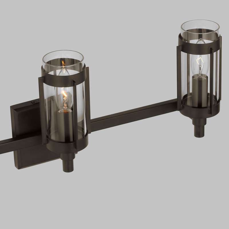 Aged Iron 3-Light Dimmable Vanity Light with Clear Glass Shades