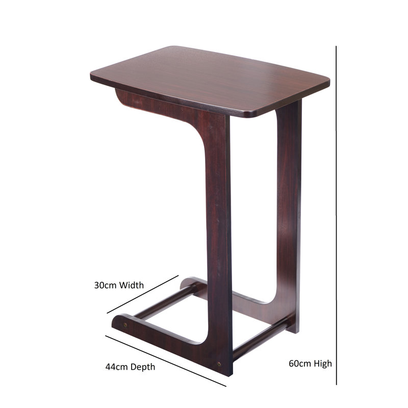 Cafferata C-Shaped Wooden End Table, Dark Brown