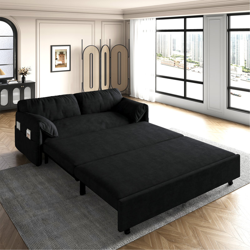 Canapé-lit convertible polyvalent avec rangement et confort suprême, Noir