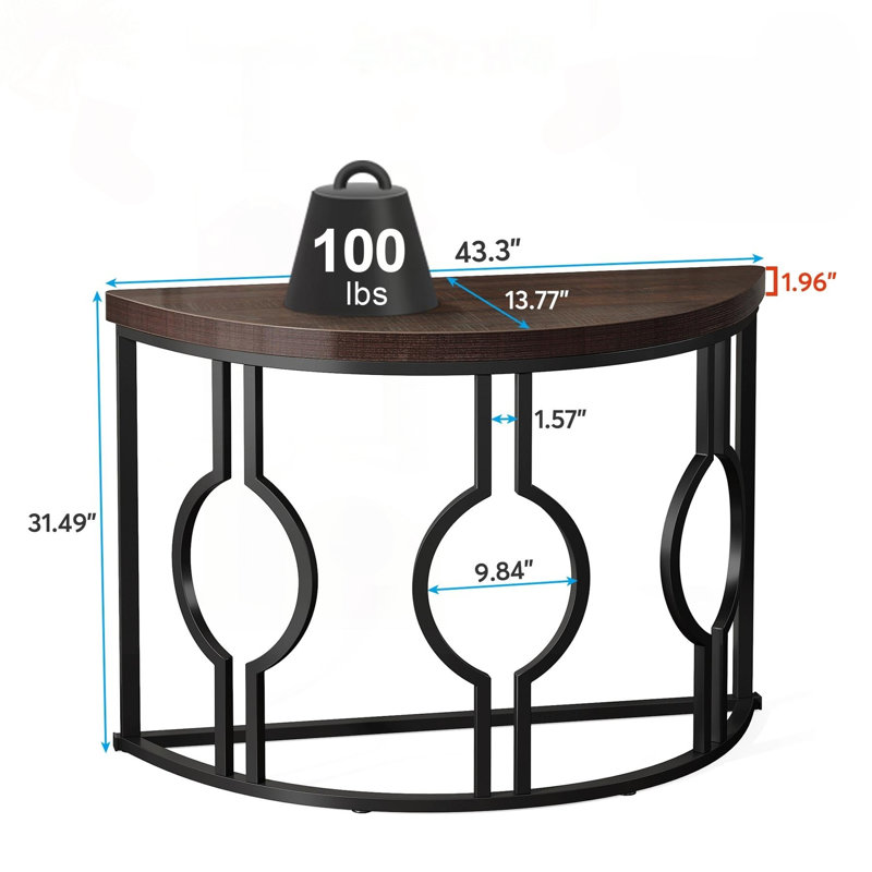 Console demi-lune avec base géométrique