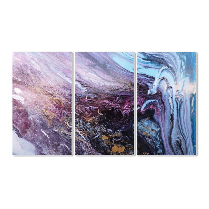 « abstract liquide purple blue texture » par leticia herrera-ensemble de 3 impressions de photos panoramiques