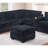 Contemporary Style L-Shaped 4Pc Sectional Set USB Cup Holder Loveseat Cushion Back Plastic Legs Cocktail Ottoman Square Arms Primary Living Room-928928490