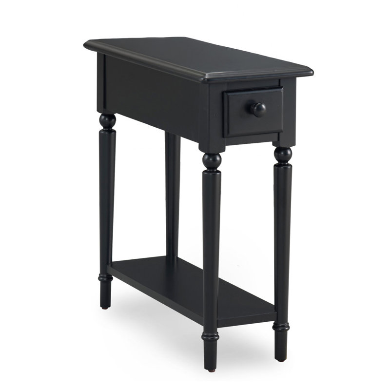 Coastal Solid Wood Narrow Side Table, Swan Black