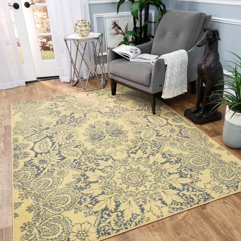 Tapis bleu area majestic Wrobel, Rectangle 3 pi 3 po x 5 pi