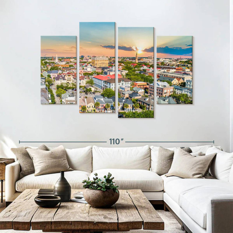 Vue aérienne du centre-ville de Nicci, Charleston, H 54 po x l 84 po