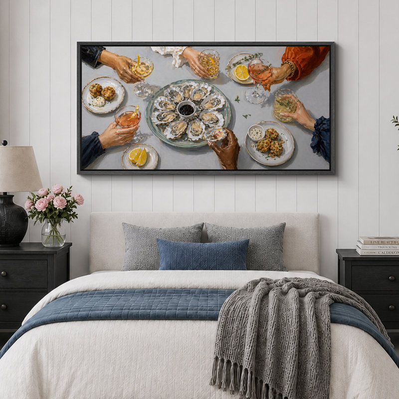 Oyster Dinner Party Table, H 30 po x l 60 po x P 1,5 po, Cadre noir