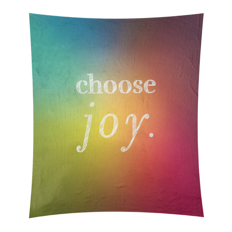 Tapisserie de polyester, choisir la joie citation, H 80 po x l 68 po, Arc-en-ciel
