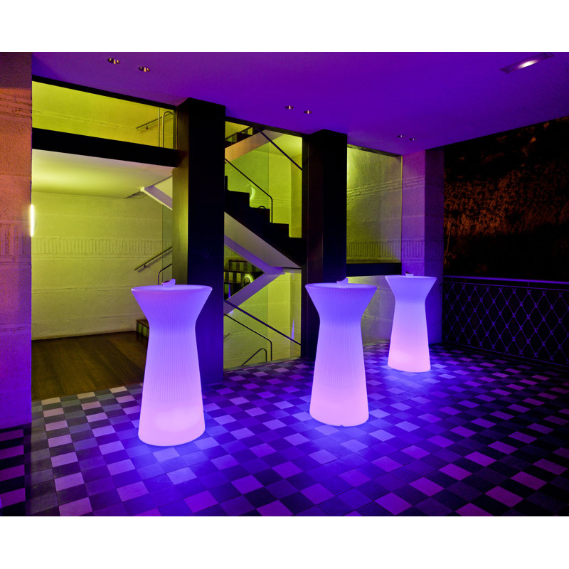 43" USB Rechargeable LED Illuminated Outdoor Bar Table, RGB Dimmable w/ Remote