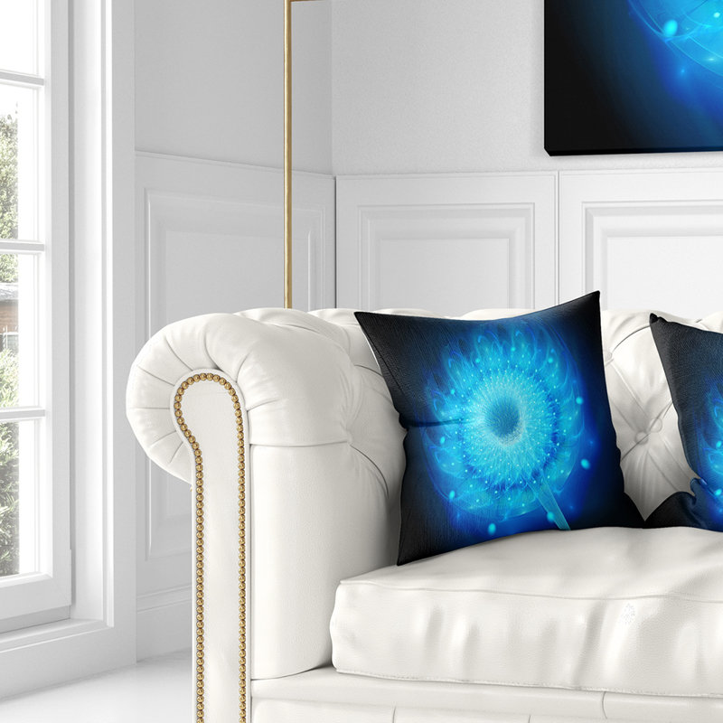 Coussin floral à fleurs fractales, 16 po x 1 po, Coussin décoratif