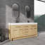 72" Freestanding Bathroom Vanity with Double Resin Sink, 4-Soft Closing Door & 6-Soft Closing Drawer, Original Oak, Plywood