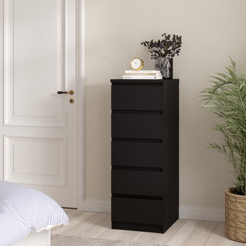 Caton 5 - Drawer Chest of Drawers, Matte Black