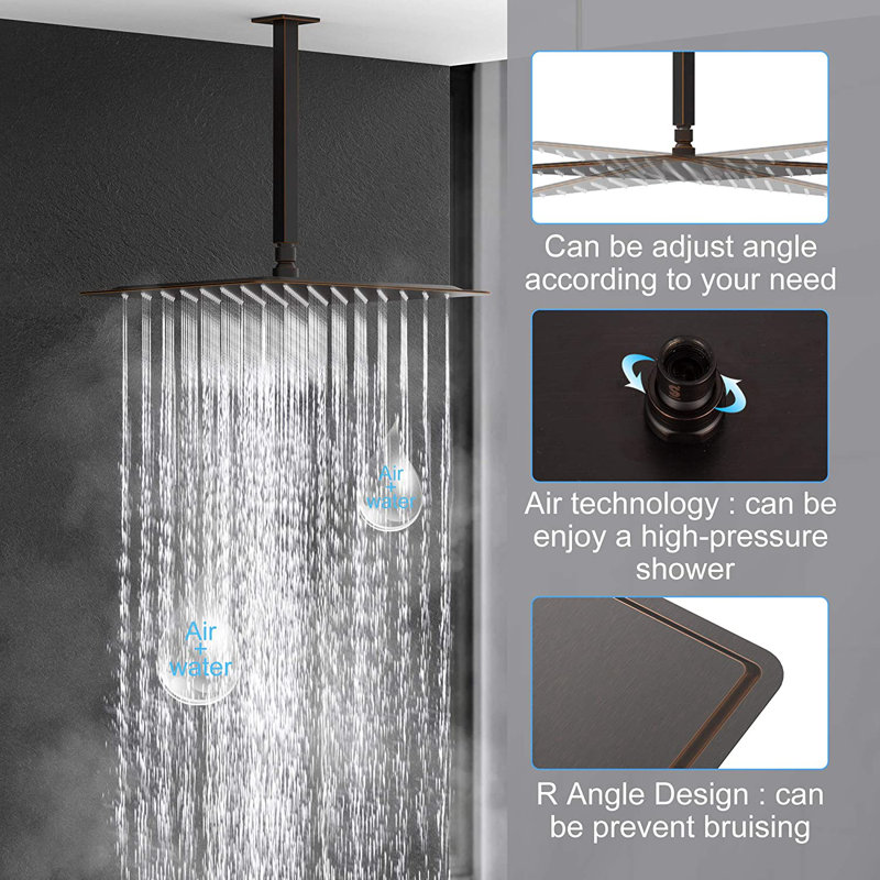 Système de douche complet avec valve brute, Bronze huilé
