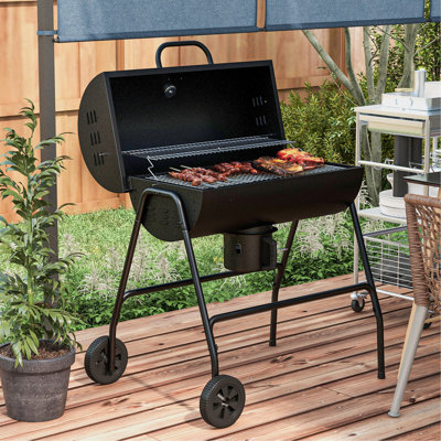 Charcoal Grill With 420 Sq.in. Cooking Area And Wheels For Outdoor Fun Times. Perfect Patio Picnic, Backyard Party. Includes Built-in Thermometer Ash Catcher Bbq Rolling Wheels. Barbecue, Fun.