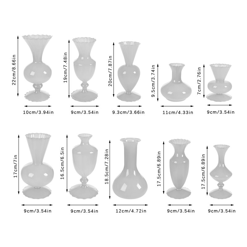 Vase de table en verre Arretta, Blanc