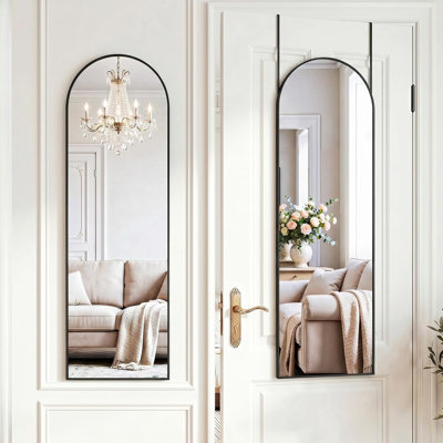 Mirror over the Door‌, 47x14 Arch Full Length Mirror for Hanging or Wall Mounted, Space Saving, No Drilling, for Bathroom, Closet, Entryway