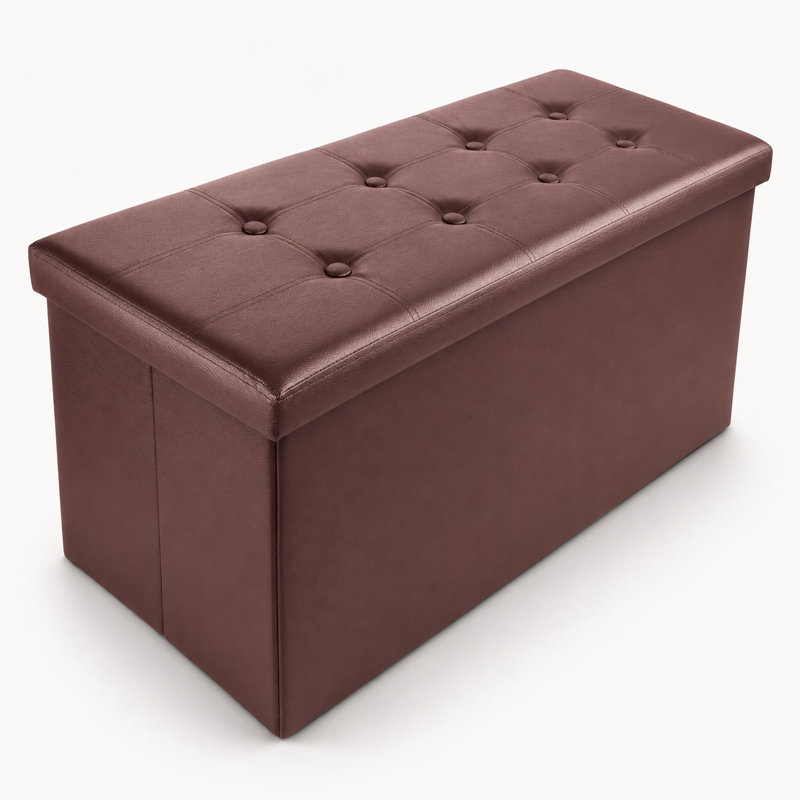 110cm Wide Standard Ottoman, Faux Leather, Brown