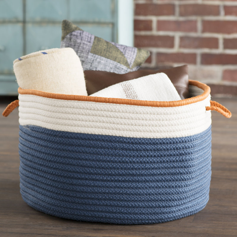 Panier de plastique, H 10 po x l 14 po x P 14 po, Bleu / Orange
