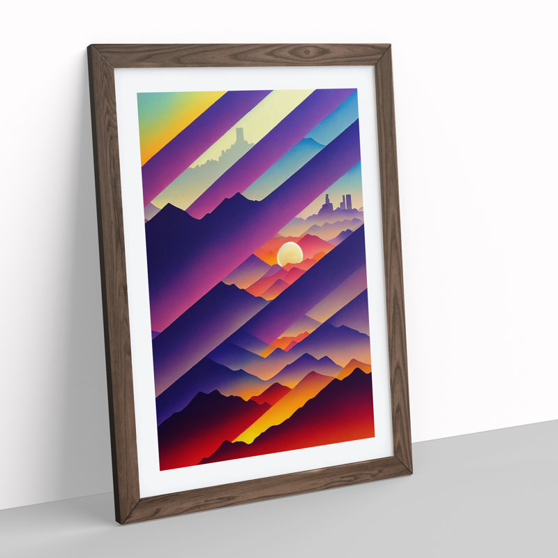 XV1022-591X An Evocative City Skyline Abstract - Single Picture Frame Print, 64cm H x 46cm W, Walnut Framed