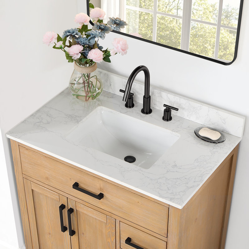 Ceres 37" Grain White Engineered Stone Vanity Top with Sink