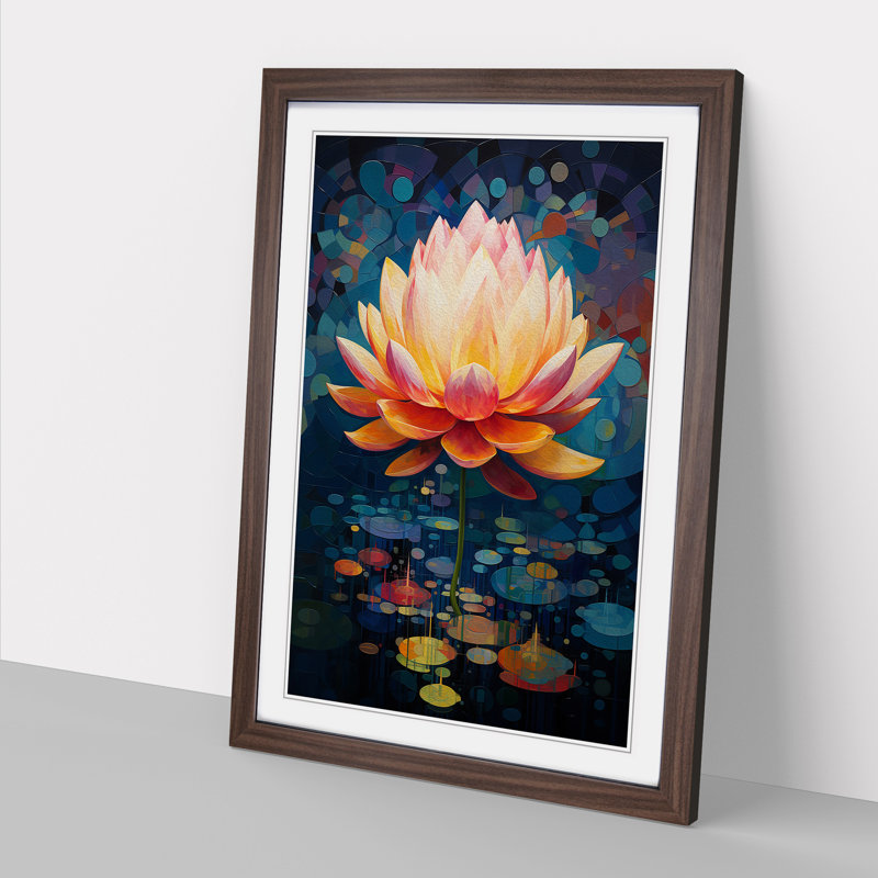 Lotus Flower Constructivism - Framed Print, 34cm H x 25cm W x 2cm D, Walnut Framed