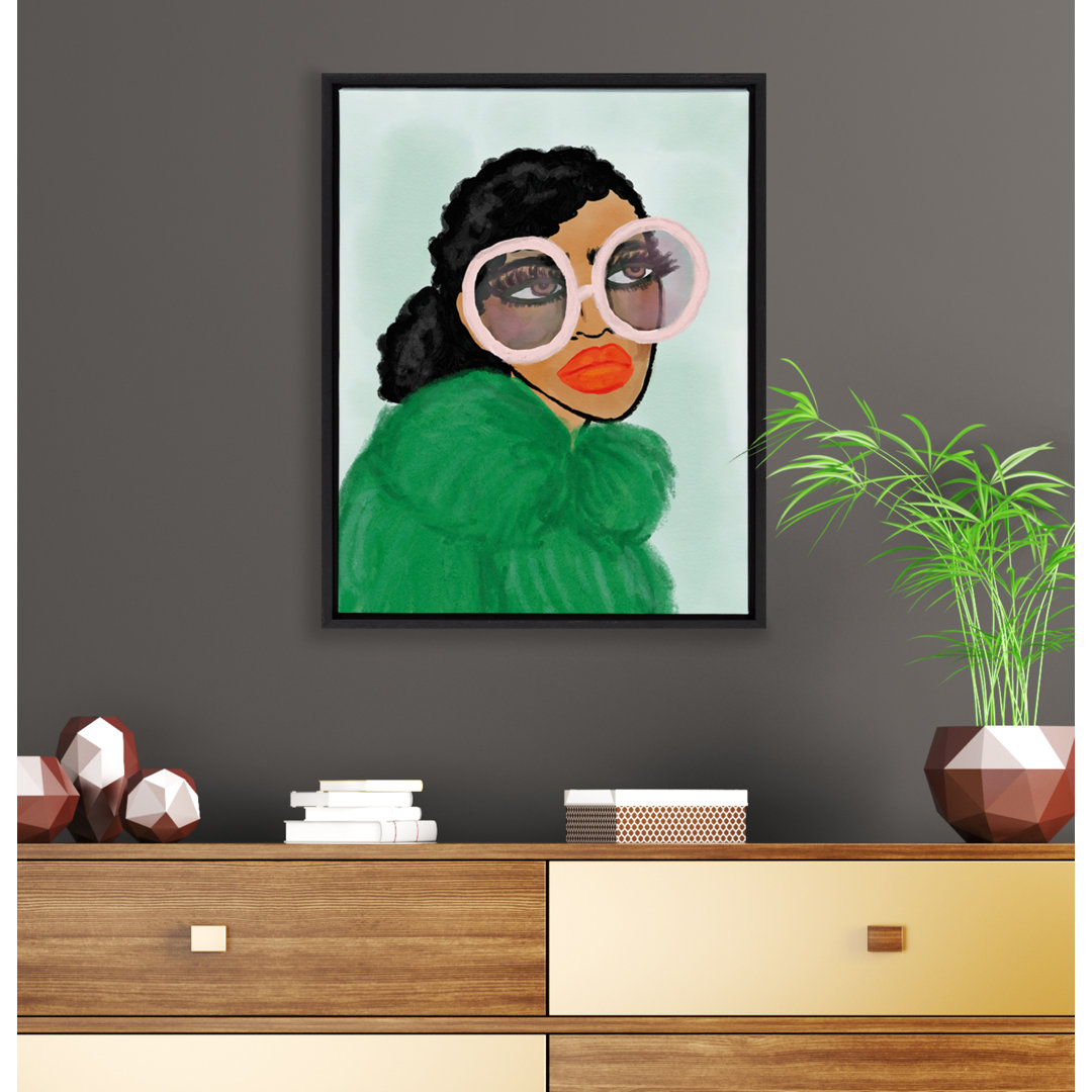 Elsner Green Coat' by Kendra Dandy - Bouffants and Broken Hearts - Floater Frame Painting Print on Canvas Everly Quinn Frame 