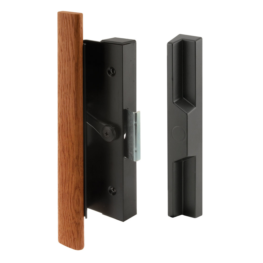 Black Diecast Sliding Door Handle with Wood Handle (Single Pack) Prime-Line
