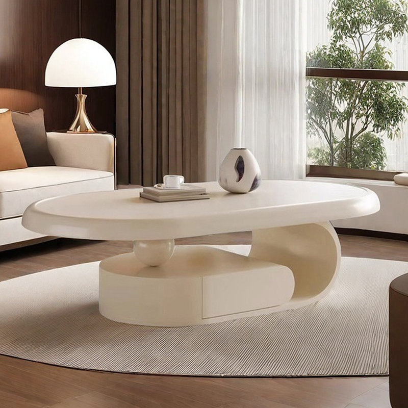 Table basse créative en bois massif, H 15,75 po x L 43,31 po x l 23,62 po, Blanc, Blanc