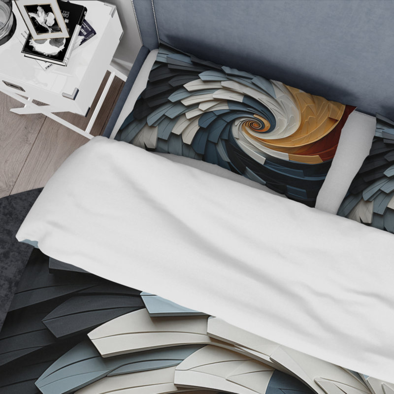 Ensemble de housse de couette en microfibre / polyester à motif géométrique Spiral III Bedding