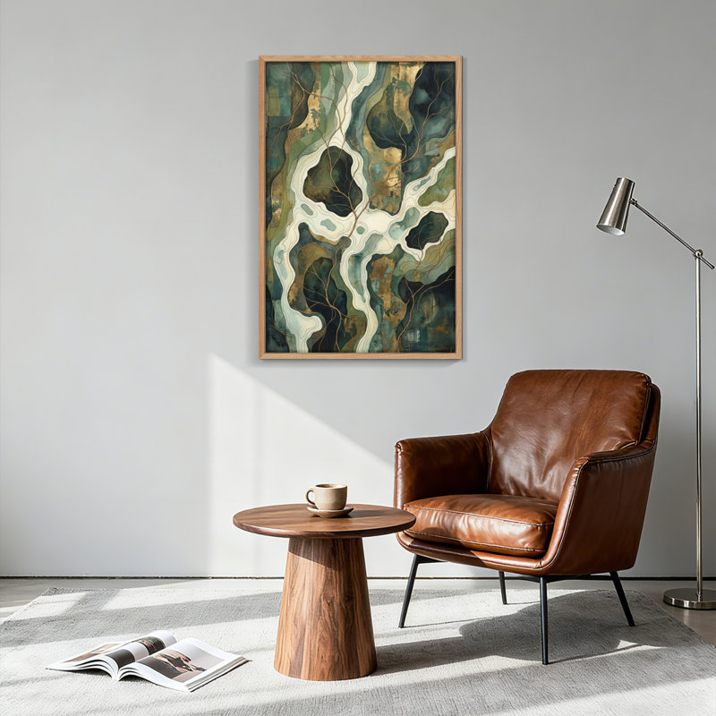 Ensemble de 1 tableau abstrait sur toile représentant un paysage, 36"H x 24"W, Natural