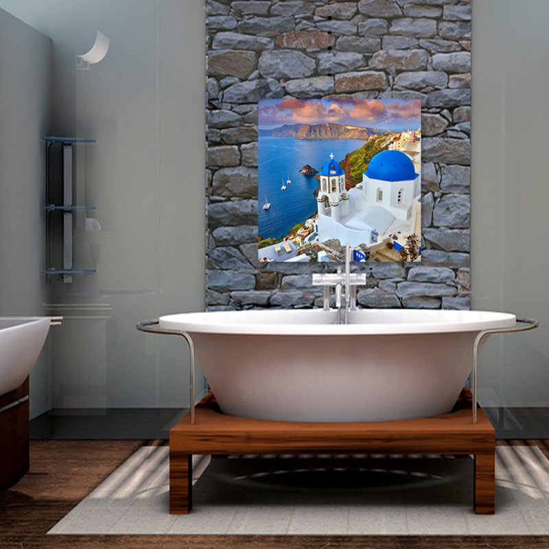 Escape To Santorini Print, Plastic/Acrylic, 46" H x 46" W x 1.5" D