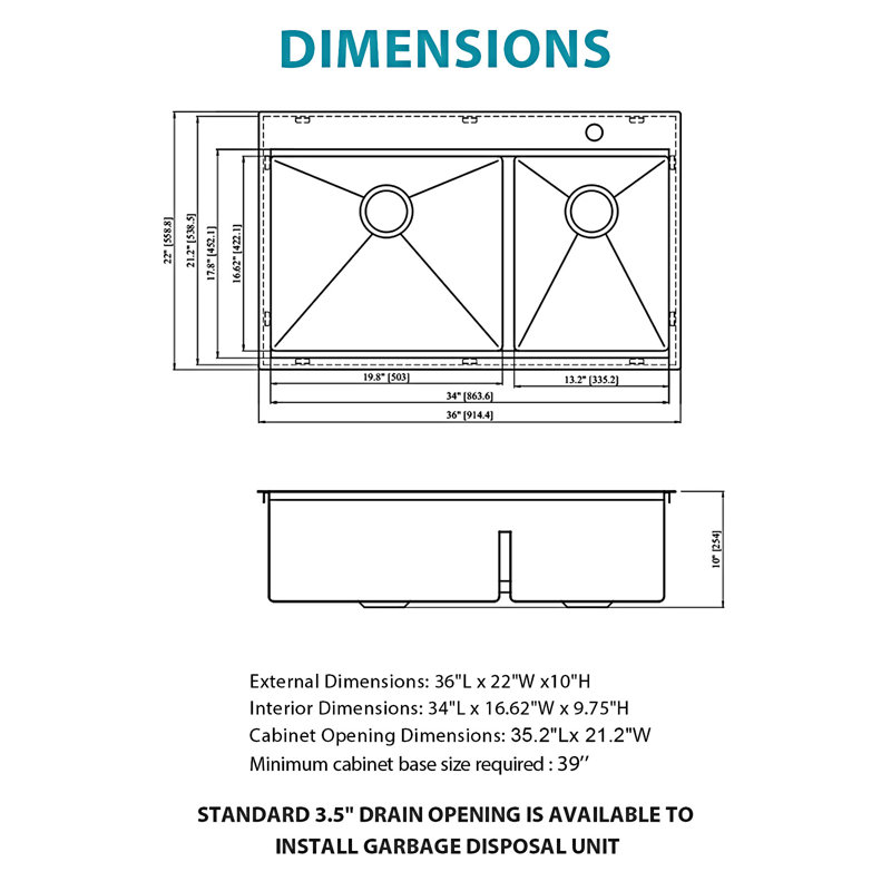 Topmount Drop In Kitchen Sink Double Bowl