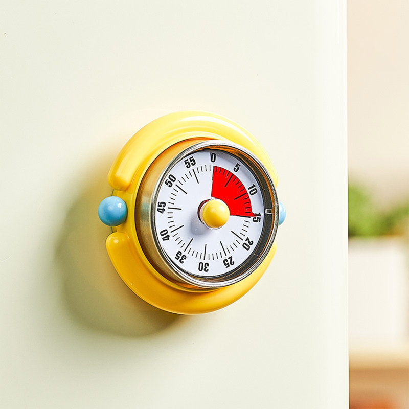 Metal Timer Mechanical Timer Kitchen Cooking Timer Student Study Office Visual Timer Tool Reminder, Yellow