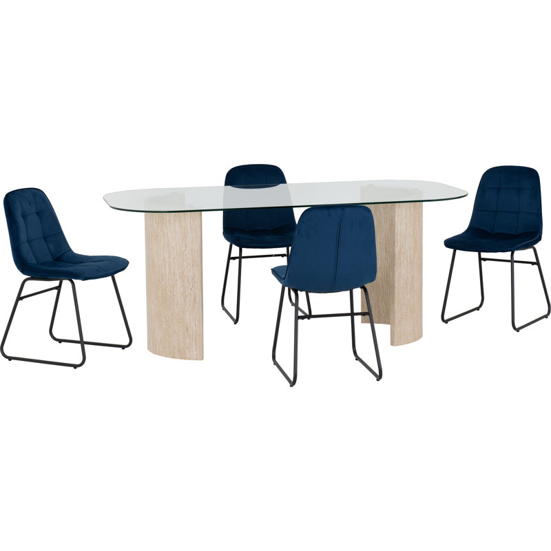 Modena & Lukas 4 - Person Dining Set, Blue