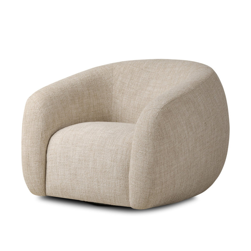 Channing Swivel Barrel Chair, Yuma Cream Polyester Blend