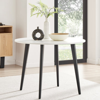 Bulkley Round Dining Table Scratch Resistant Melamine Surface - Modern Scandi Style