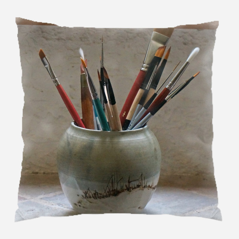 Coussin décoratif pinceaux paint Martino, Microsuède, Intérieur
