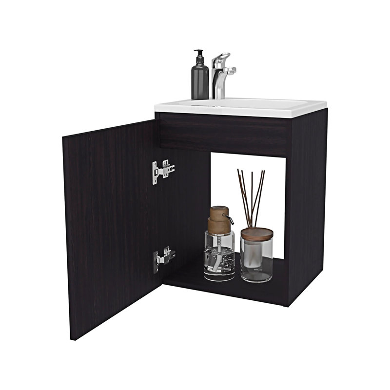 Meuble-lavabo de salle de bain avec lavabo intégré, Marron foncé