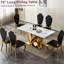 Table de salle à manger en marbre pour 6 personnes, table de salle à manger rectangulaire en faux marbre 70 po avec base en acier inoxydable à finition miroir, table de cuisine moderne en marbre de grande taille (doré, gris) (SEULEMENT TABLE)-602057585