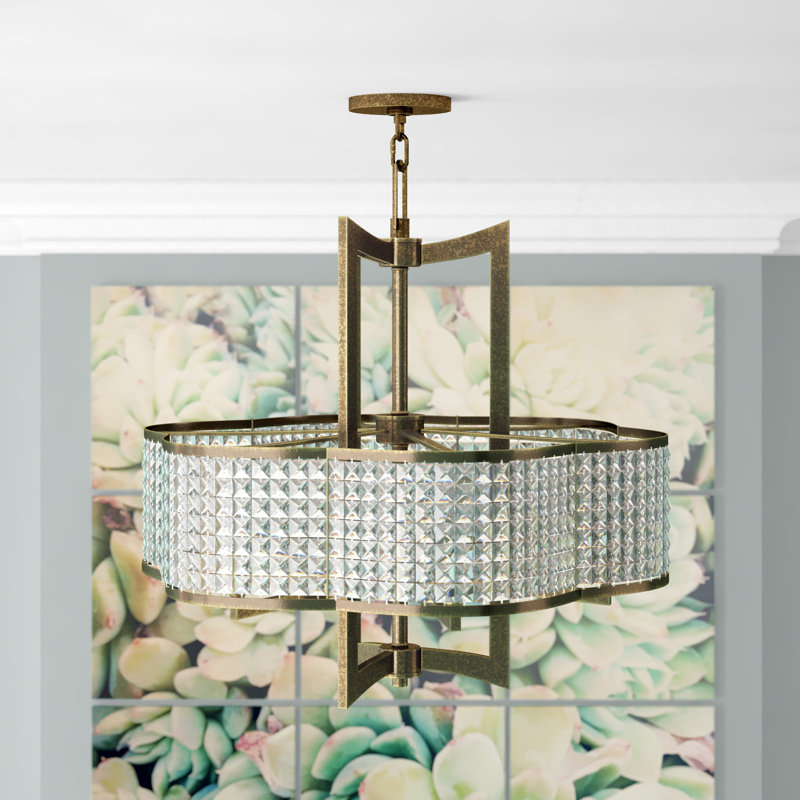 Lustre à 6 lumières Belisle, Bronze magnifique peint à la main