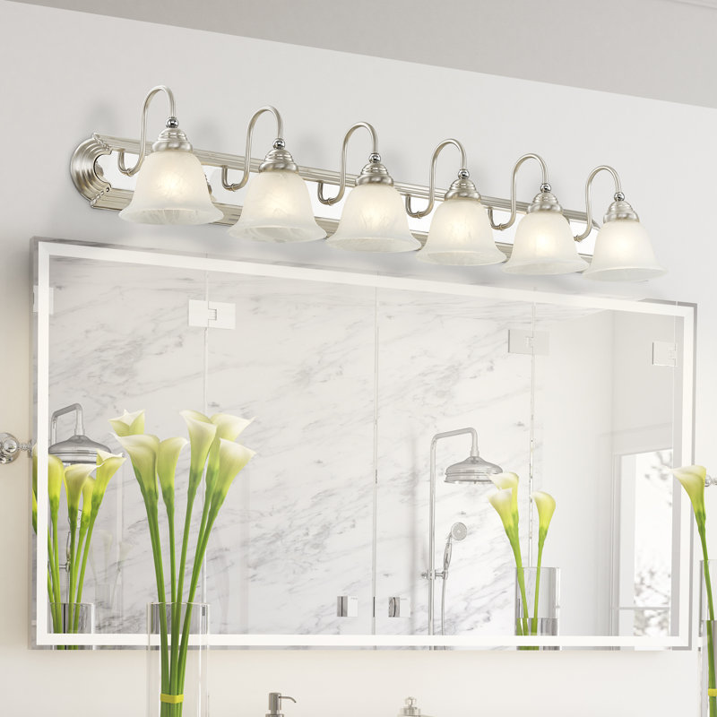 Belmont 6 - Light Dimmable Vanity Light, Brushed Nickel/Chrome Accents