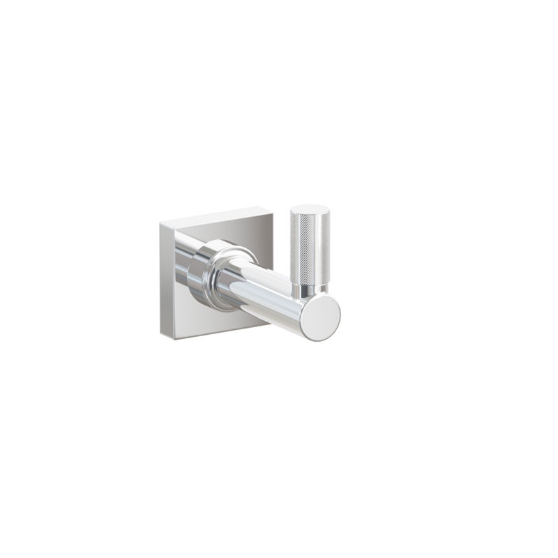Emtek Select Single Hook w/ Small Square Rosette, Round Stem & Knurled Tip, Polished Chrome